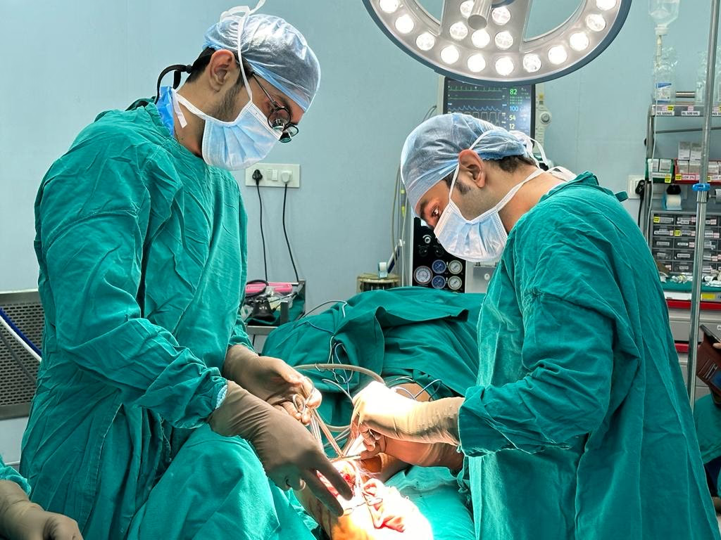 Two surgeon performing a surgery