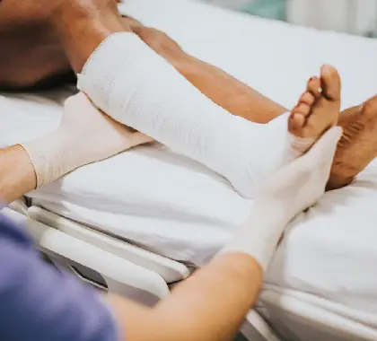 Treatment management image showing a healthcare professional's hands.